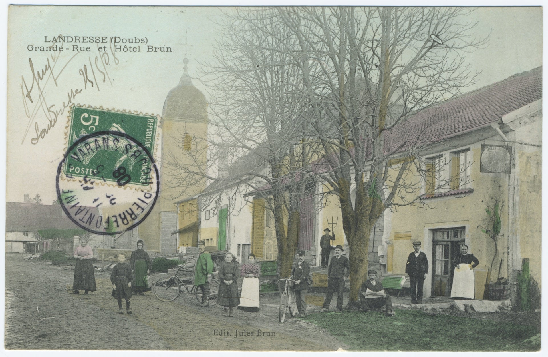 CPA Landresse (Doubs) - Grande-Rue et Hôtel Brun 2